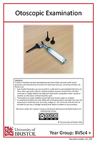 Clinical skills instruction booklet cover page, Otoscopic examination